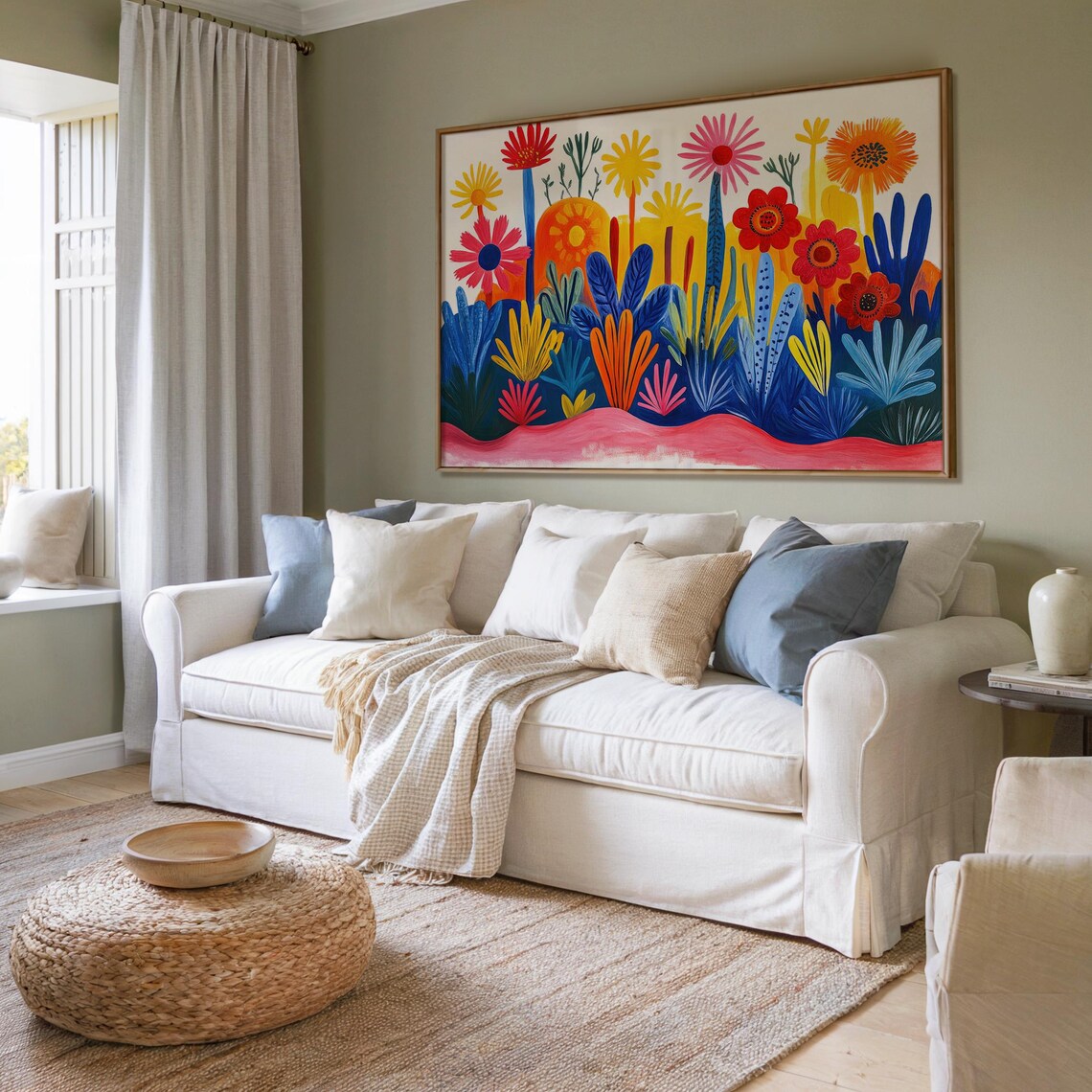 Matisse Inspired Garden Bold Colorful Cut Out Flowers Vibrant Wall Art Print - Image 8
