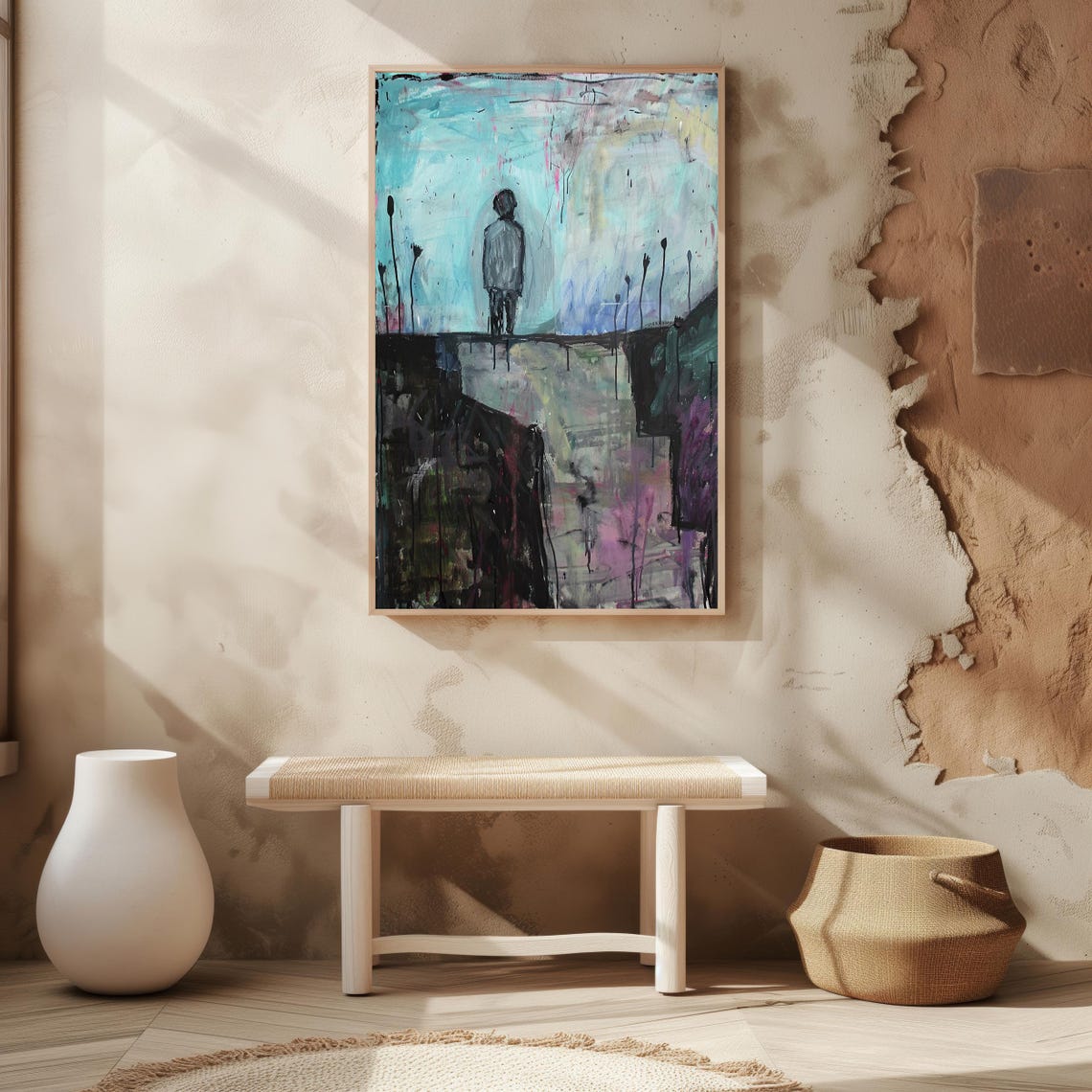 Abstract Melancholy Figure Art Dark Surrealist Expressionist Painting Emotionally Intense Wall Decor Moody Ai Art - Image 7