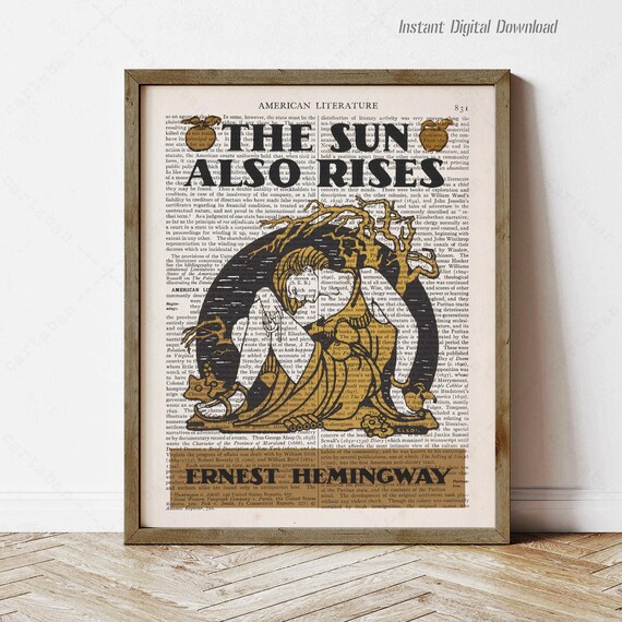 Ernest Hemingway The Sun Also Rises Vintage Encyclopedia Art Poster Print