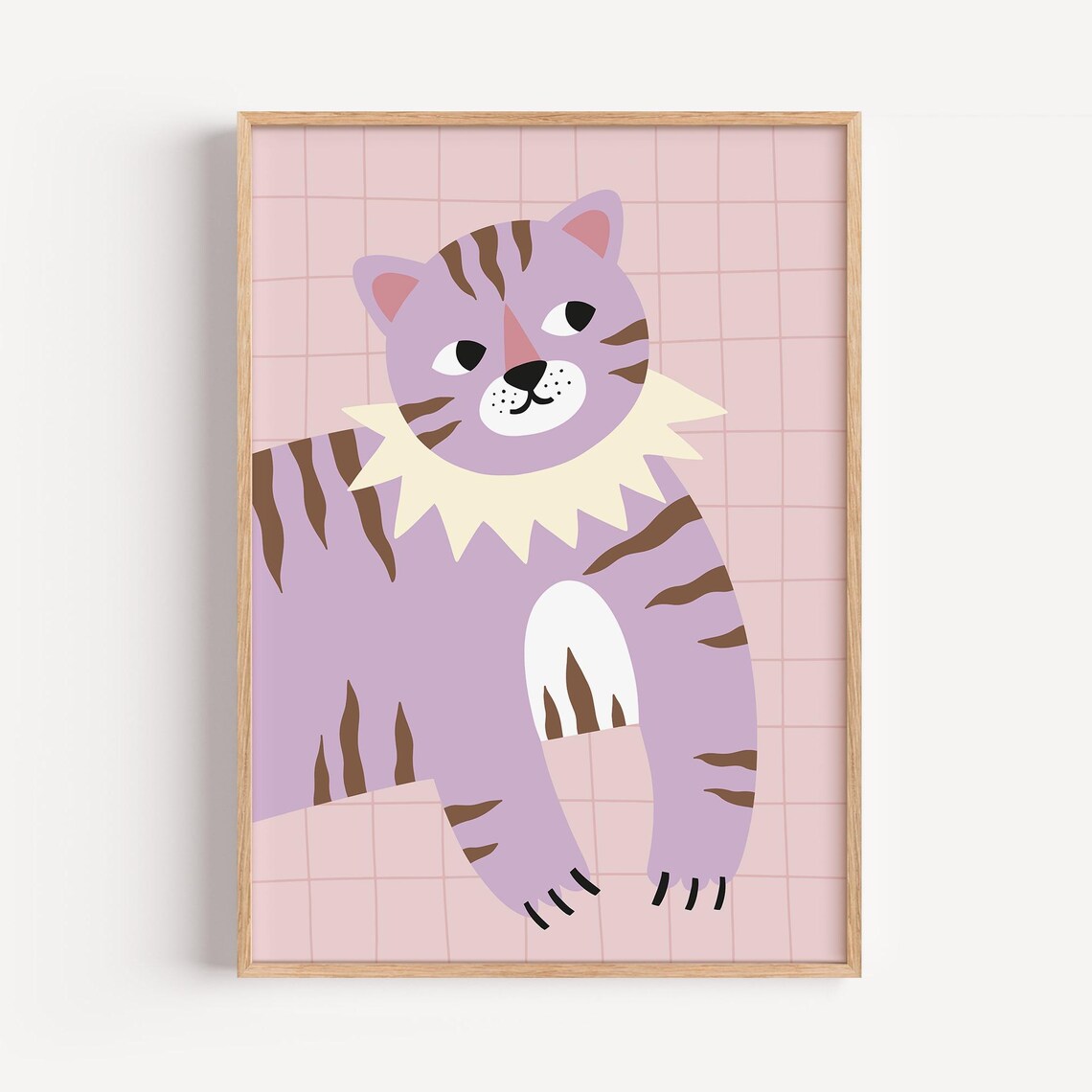 Purple Tiger Kids Room Art Print, Cute Nursery Decor