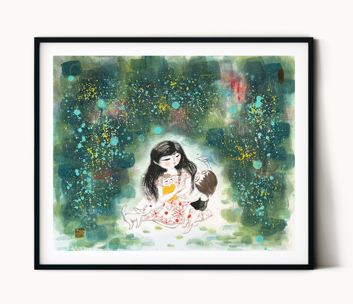 Mother Hugging Two Children Tender Loving Family Love Poster - Image 2