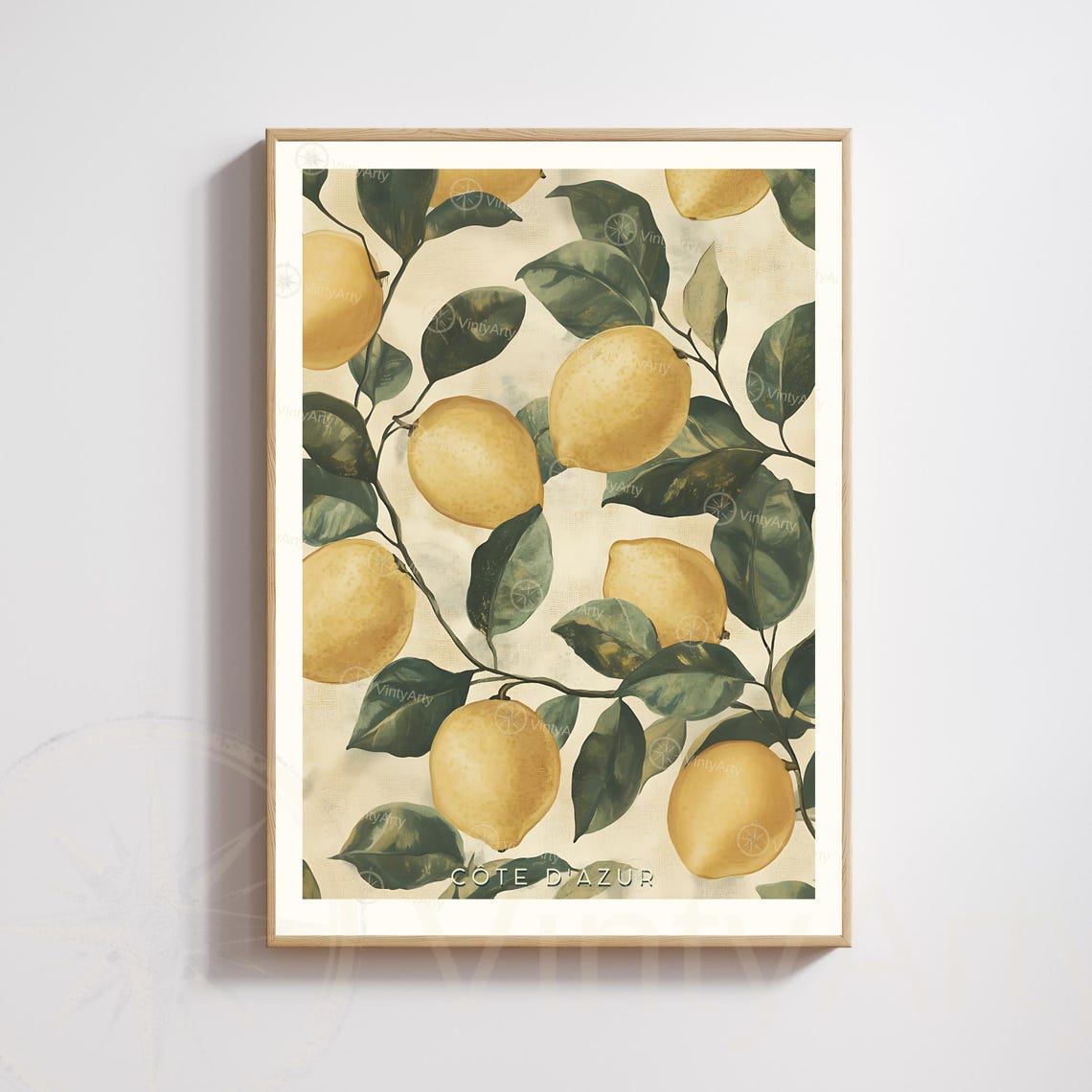 Cote d'Azur Lemon Branch Vintage Botanical Fruit Kitchen Art Print