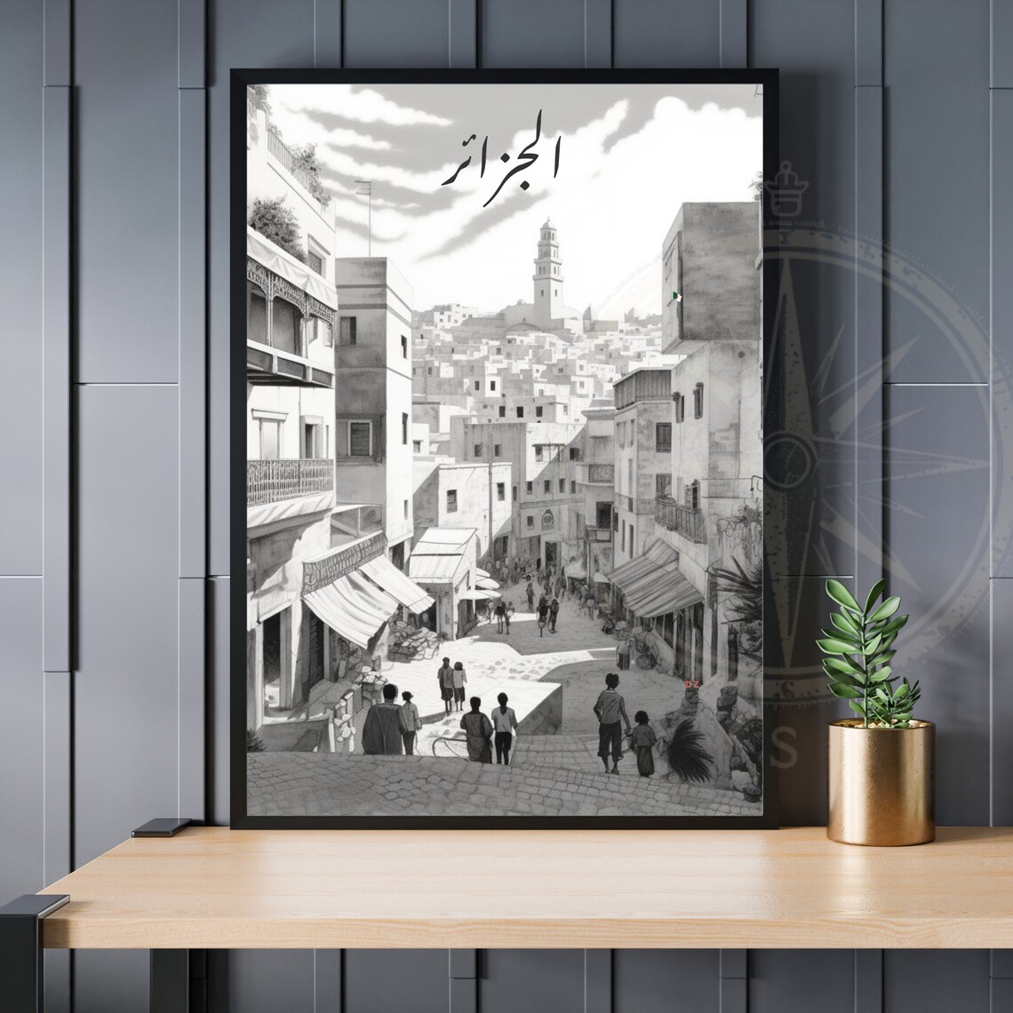 Algiers Travel Poster, Black And White Algeria