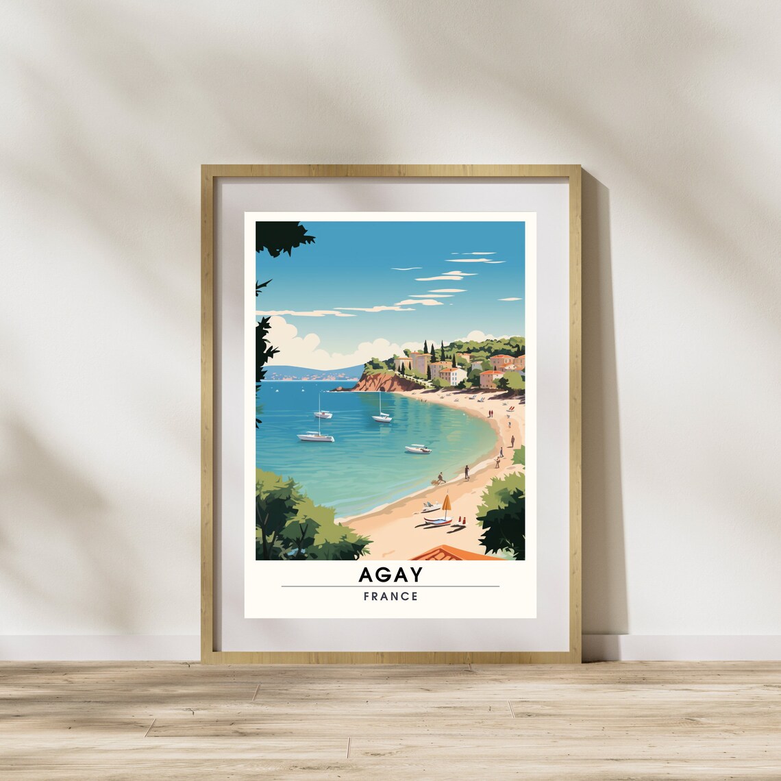 Agay France Sunny French Riviera Sailboats Red Rock Coast Poster
