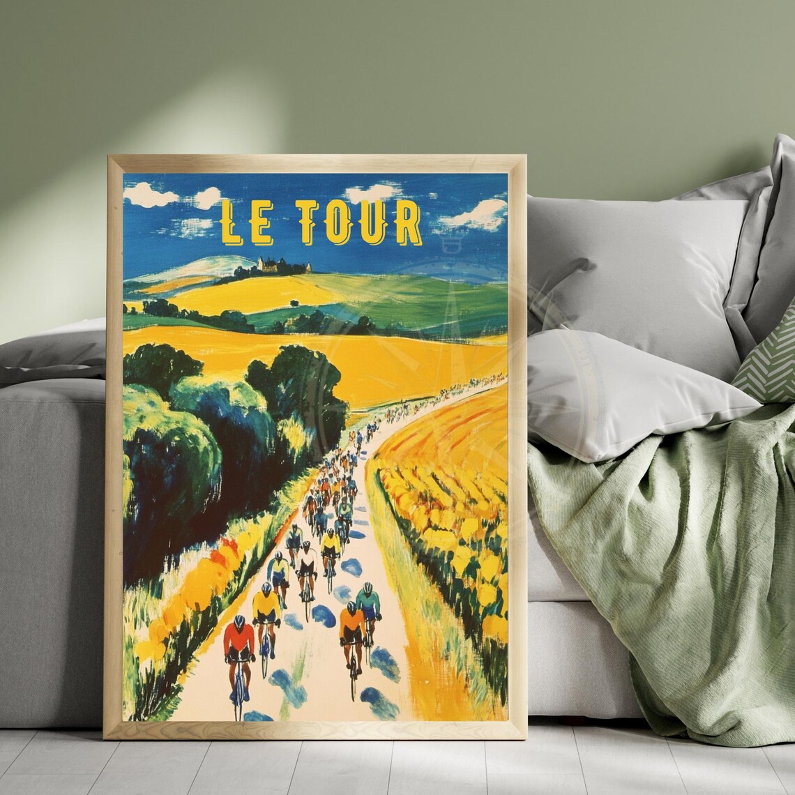 Le Tour de France Vintage Wheat Fields Chateau Retro Sports Poster - Image 4