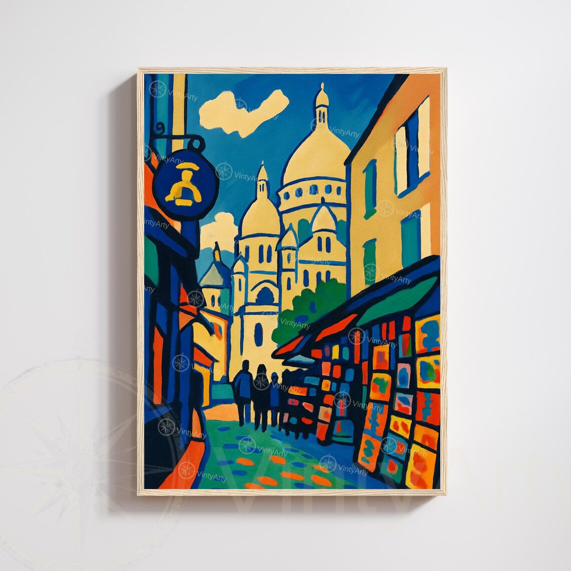 Paris Sacre Coeur Street Bold Fauvist Colorful Montmartre Art Poster