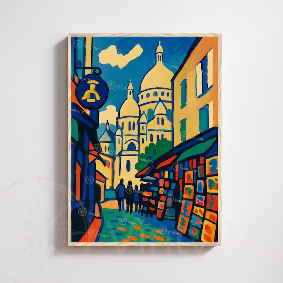 Paris Sacre Coeur Street Bold Fauvist Colorful Montmartre Art Poster