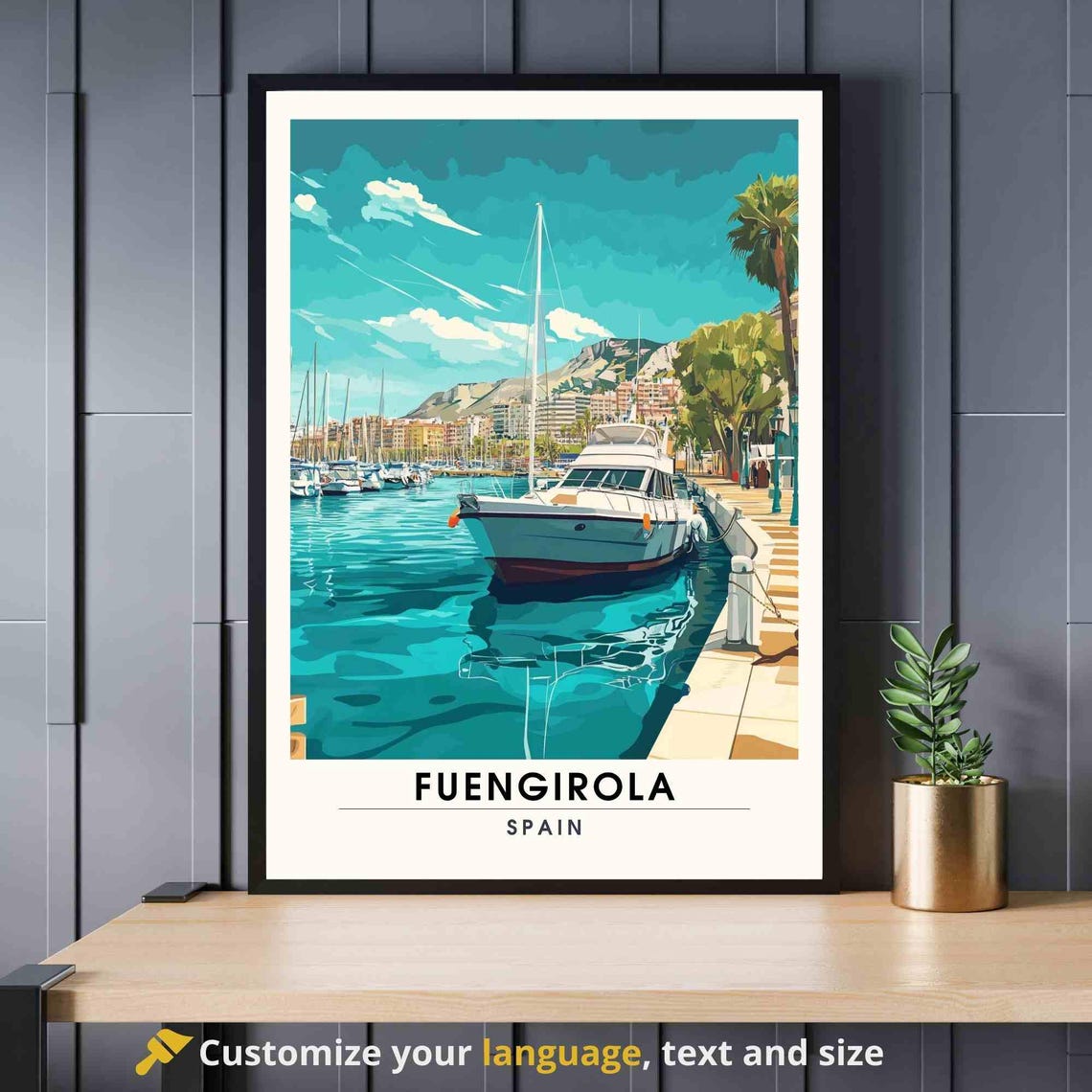 Fuengirola Spain Marina Yachts Turquoise Water Harbor Travel Poster