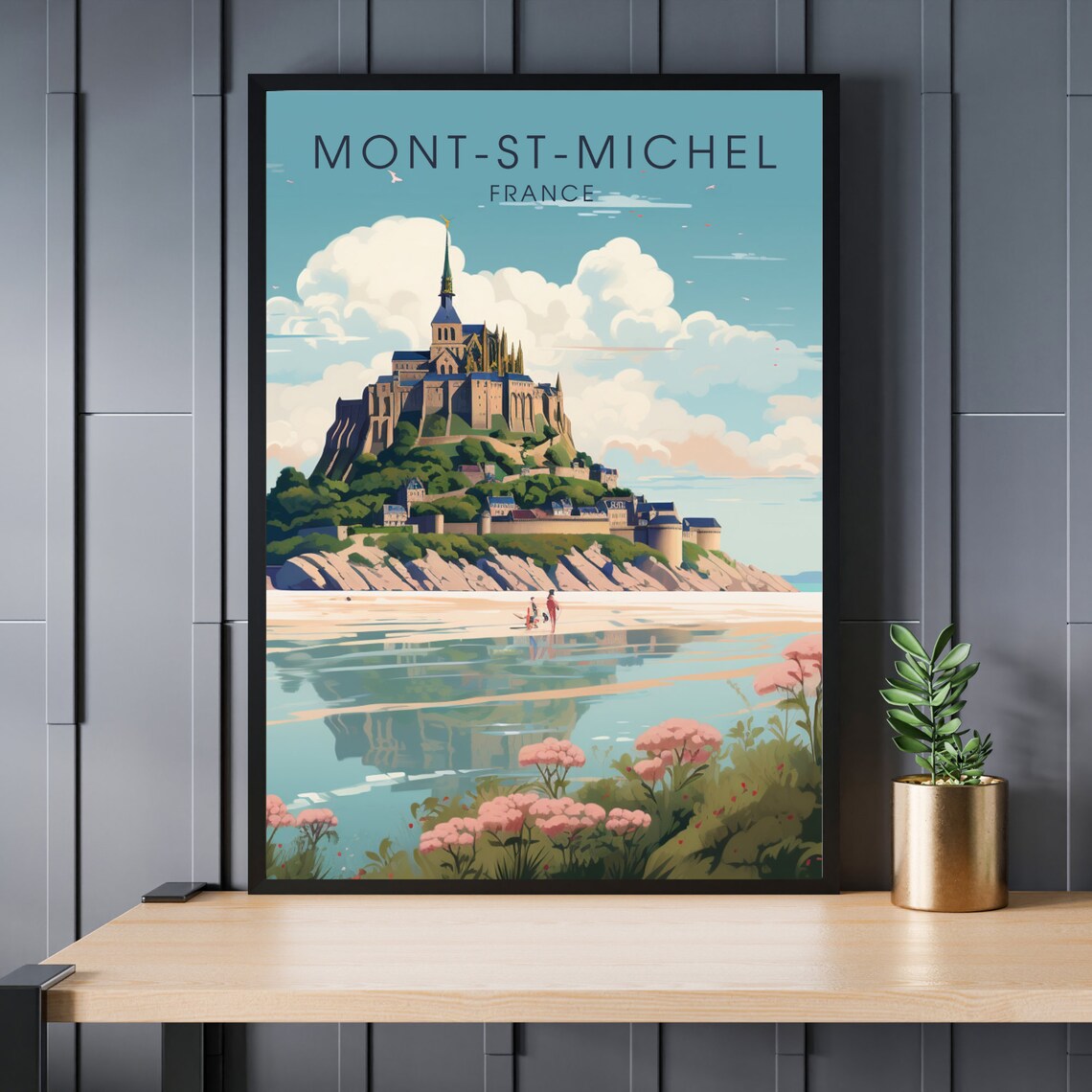 Mont Saint-Michel Travel Poster, French Landmark