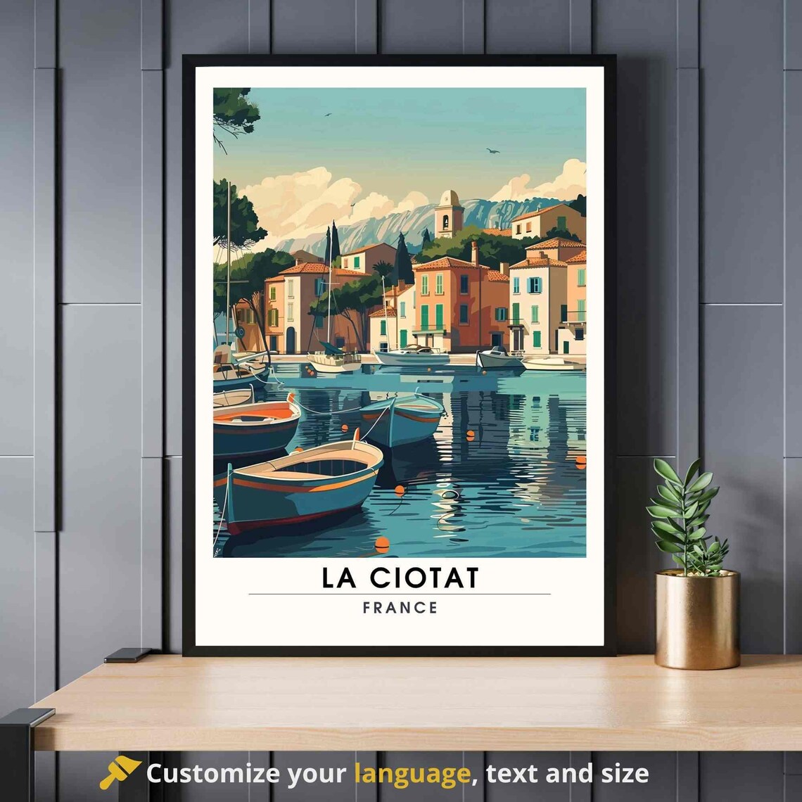 La Ciotat France Colorful Harbor Boats Seaside Village Travel Poster