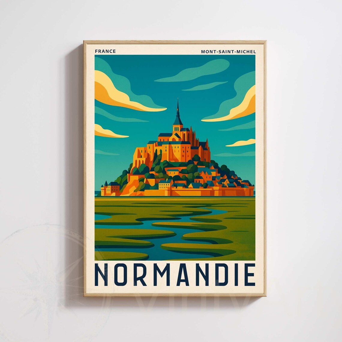 Mont Saint Michel Normandy France Tidal Island Vintage Poster