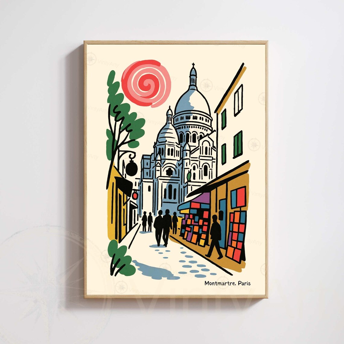 Montmartre Paris Sacre-Coeur Basilica Sunny Street Art Poster