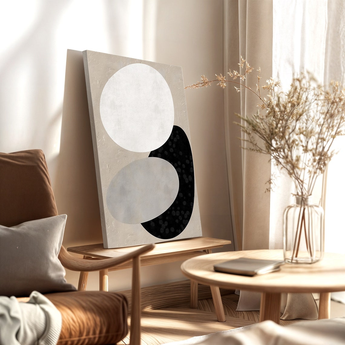 Beige Minimalist Abstract Ovals Neutral Modern Wall Art Poster - Image 4