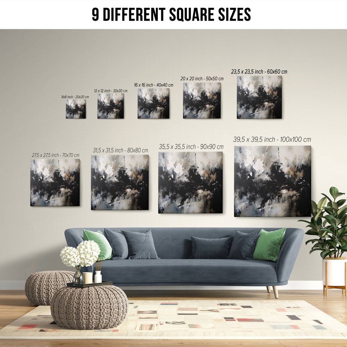 Black White Grey Abstract Storm Swirls Modern Framed Wall Art - Image 2