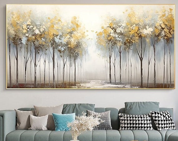Modern Forest Wall Art For Living Room Large Abstract Trees Oil Painting On Original Landscape Wall Art Bedroom Decor
