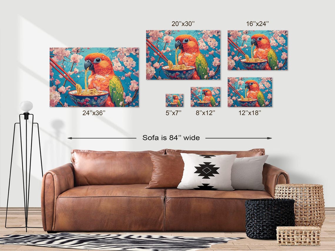 Maximalist Eclectic Ramen Parrot Print Bold Altered Animal Portrait Fantasy Fun Colorful Renaissance Rustic Art - Image 3