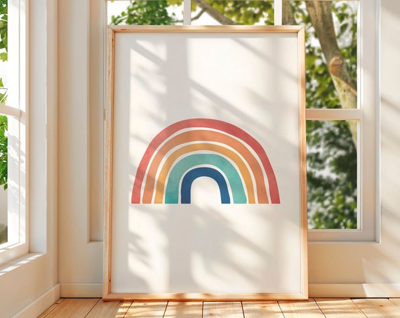 Watercolor Rainbow Art Print, Girls Nursery Decor