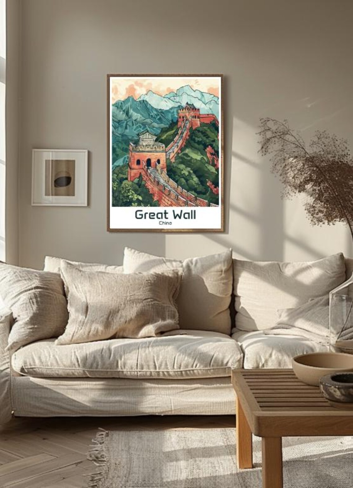Great Wall of China Red Watchtowers Winding Misty Mountains Poster - Image 3