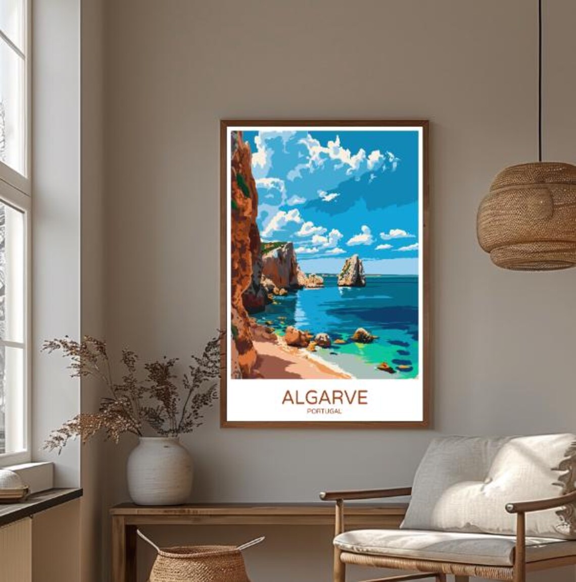 Algarve Portugal Golden Cliffs Hidden Cove Beach Vintage Travel Poster - Image 3
