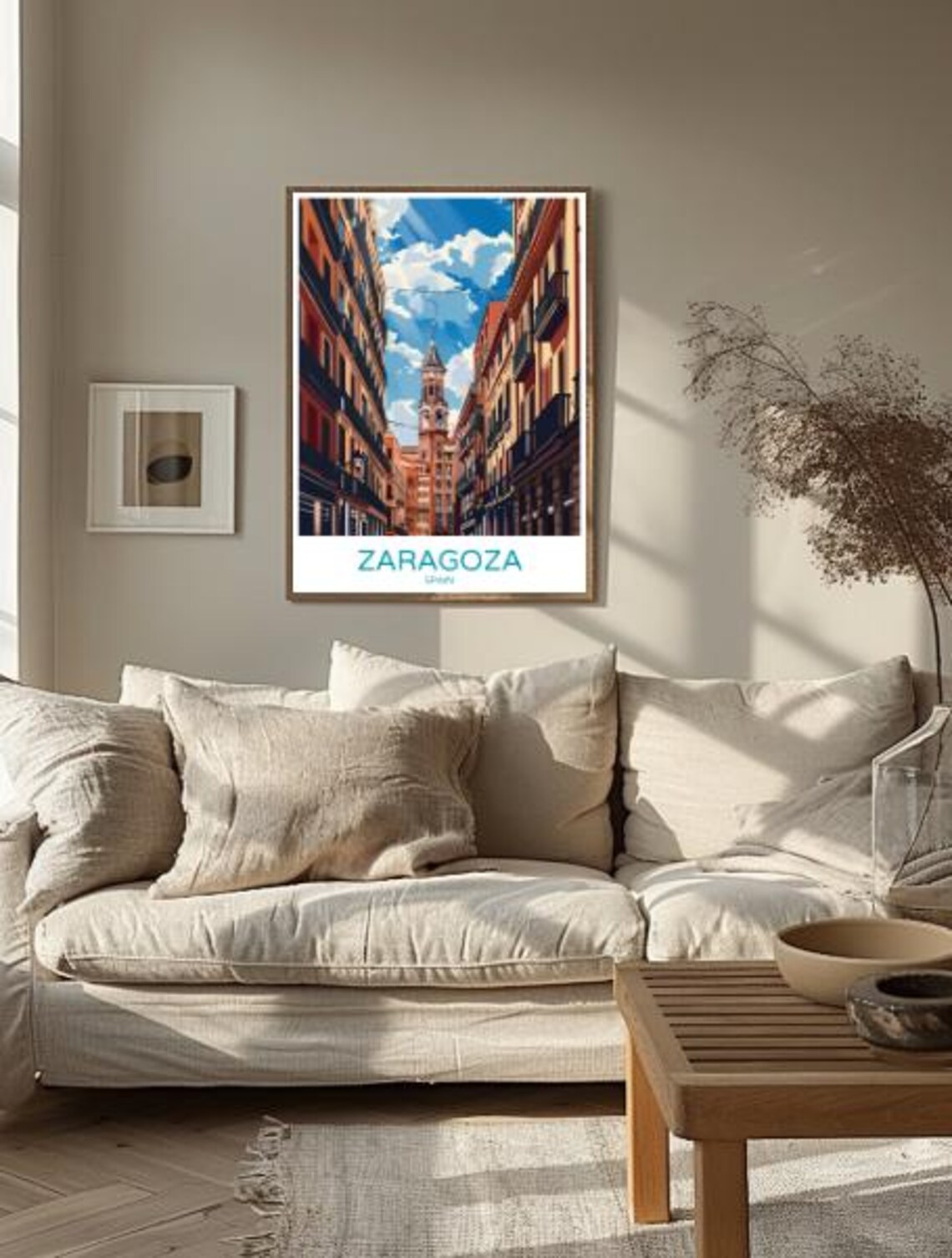 Zaragoza Spain Basilica Tower Historic Street Travel Art Poster - Image 2