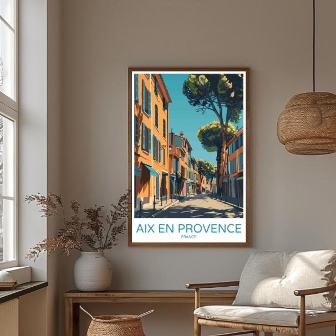 Aix En Provence France Ochre Street Cours Mirabeau Travel Poster - Image 3