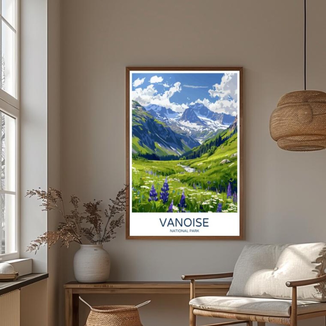 Vanoise National Park Wildflower Meadow Snowy Peaks Travel Poster - Image 3