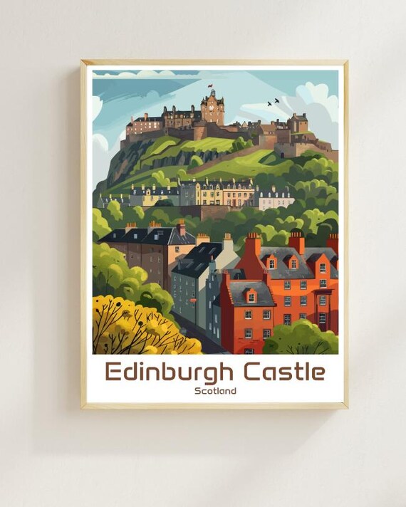 Edinburgh Castle Scotland Historic Hilltop Fortress Travel Poster