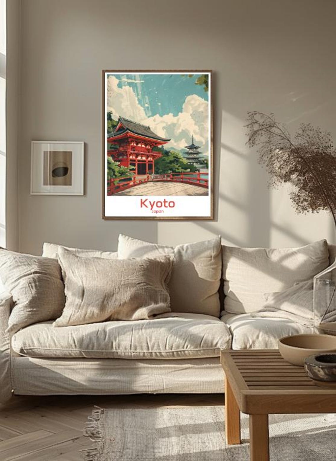 Kyoto Travel Poster Japan Temple Wall Art Cherry Blossom Landscape Decor - Image 3