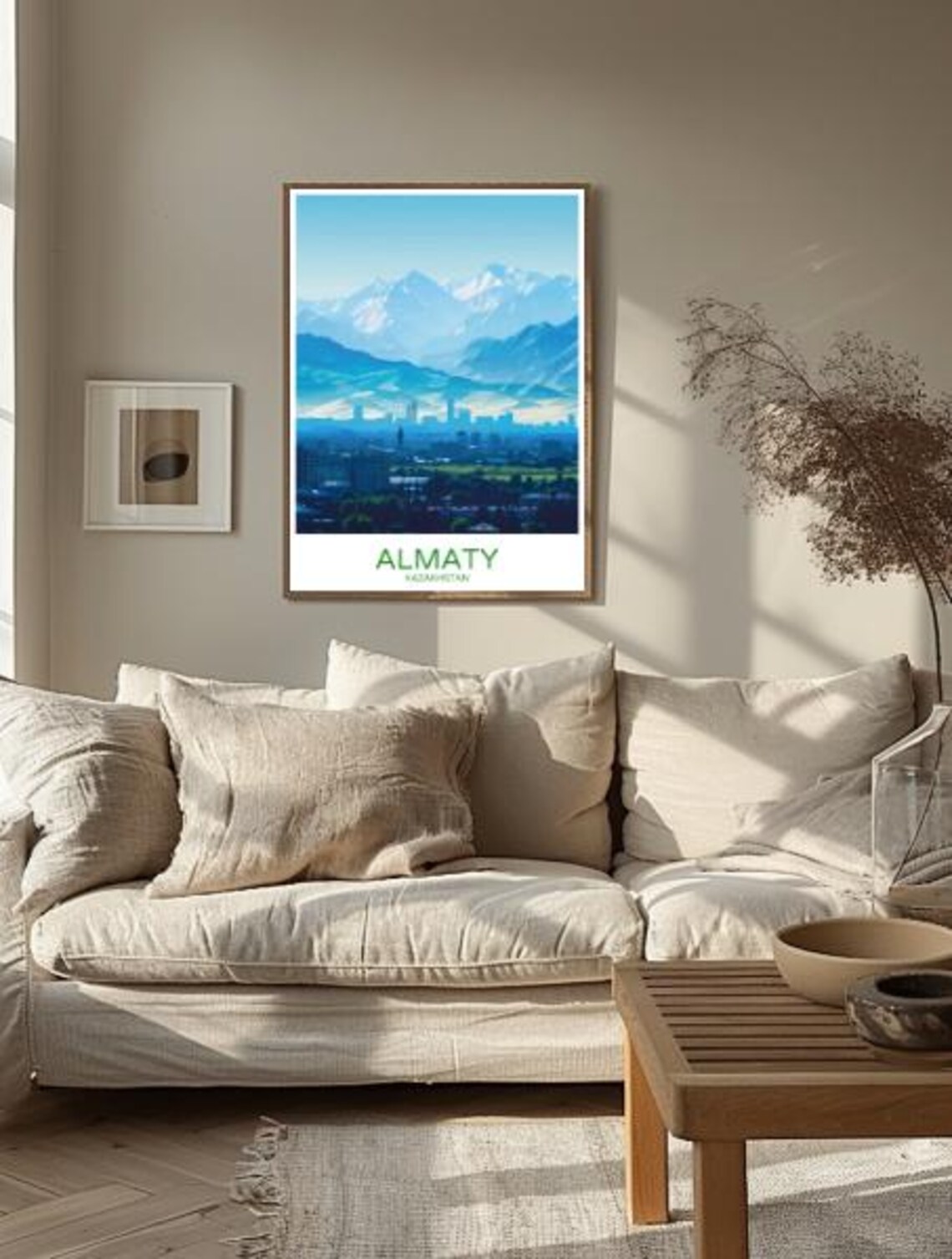 Almaty Kazakhstan Snowy Mountain Tien Shan Cityscape Travel Poster - Image 2