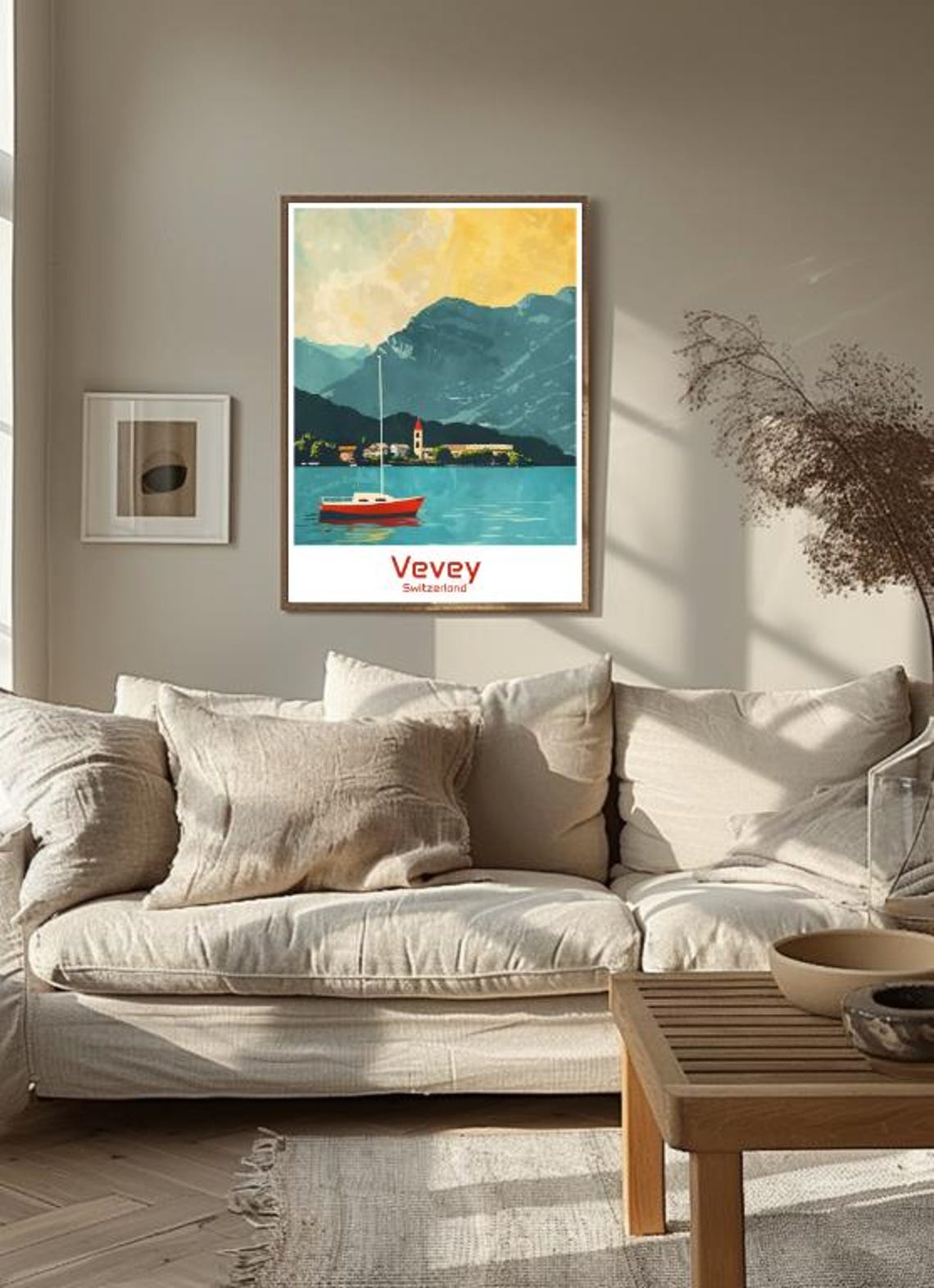 Vevey Switzerland Travel Poster Lake Geneva Wall Art Swiss Riviera Landscape Print Vineyard Terrace Decor European Travel Artwork - Image 3