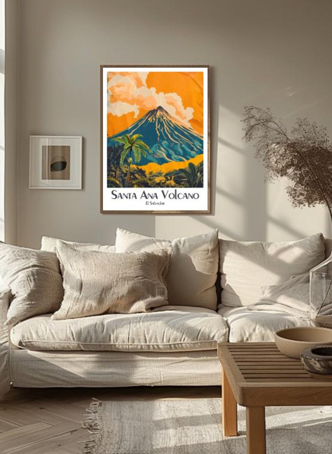 Santa Ana Volcano El Salvador Palm Trees Fiery Sunset Poster - Image 3
