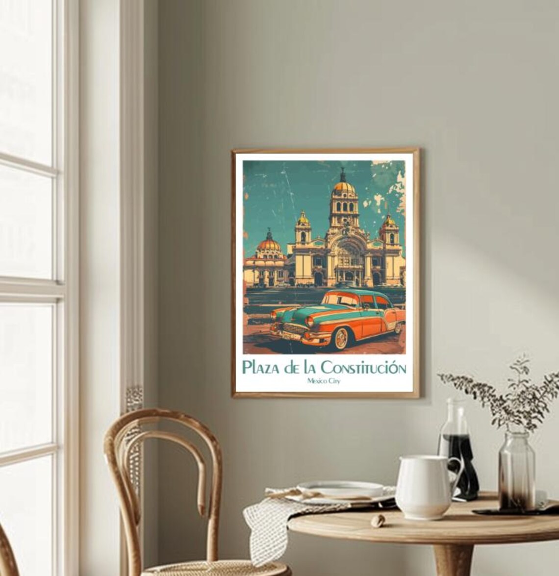Plaza De La Constitucion Cathedral Vintage Mexico City Travel Poster - Image 2