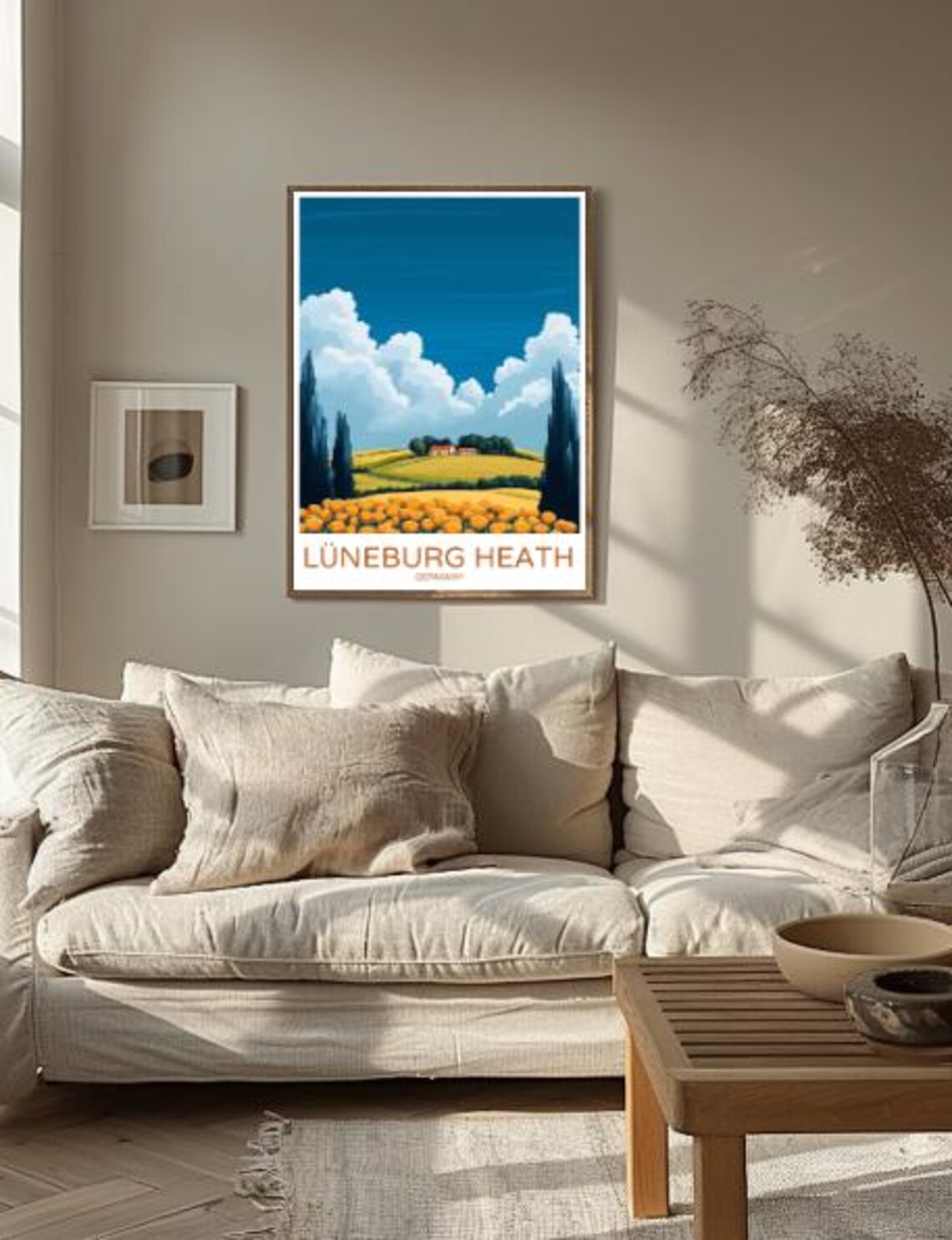 Luneburg Heath Germany Golden Heather Field Farmhouse Travel Poster - Image 2