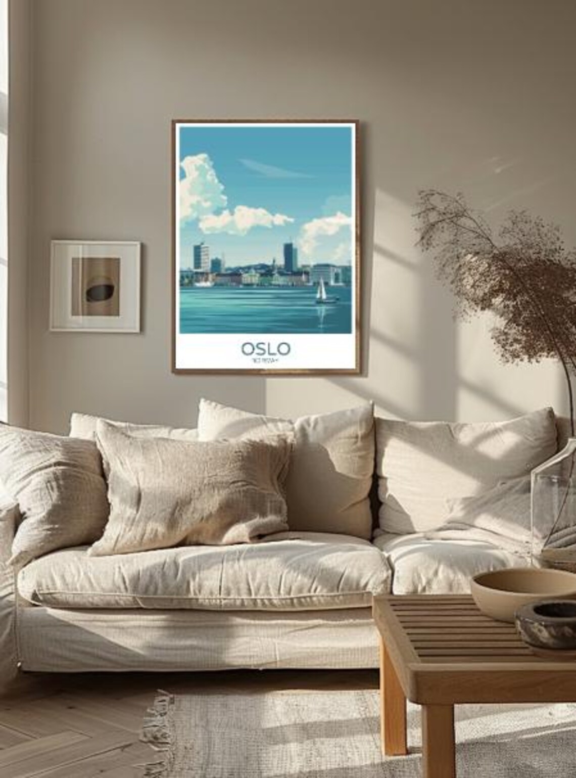 Oslo Norway Travel Poster Harbor Skyline Sailboat Fjord Scandinavian Decor - Image 2