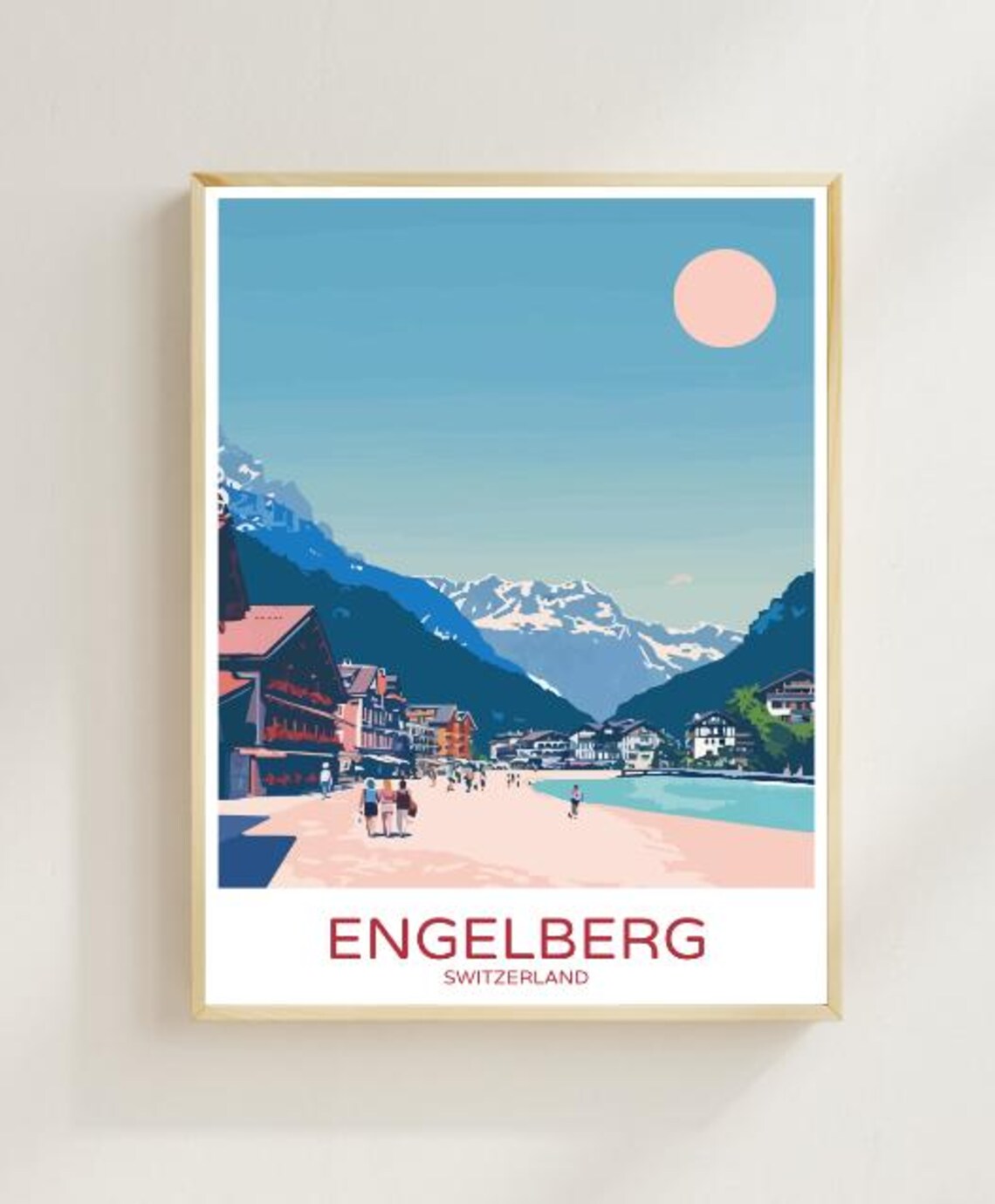 Engelberg Switzerland Alpine Village Snowy Peaks Travel Poster
