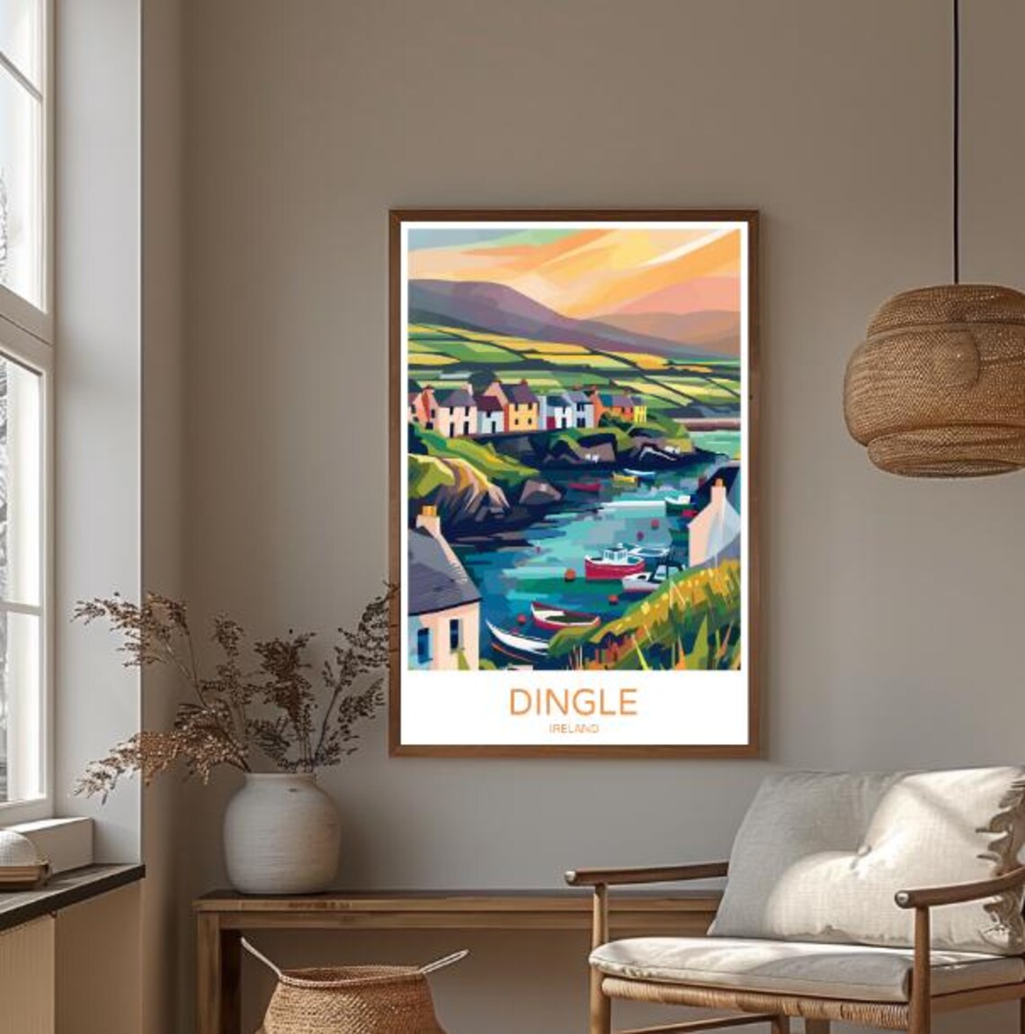 Dingle Ireland Colorful Harbor Fishing Boats Sunset Travel Poster - Image 3