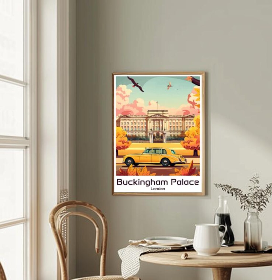Buckingham Palace Classic Vintage Car Autumn London Royal Poster - Image 2