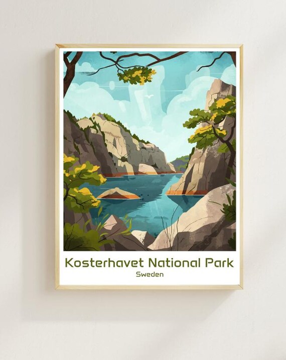 Kosterhavet National Park Sweden Rocky Archipelago Illustrated Poster