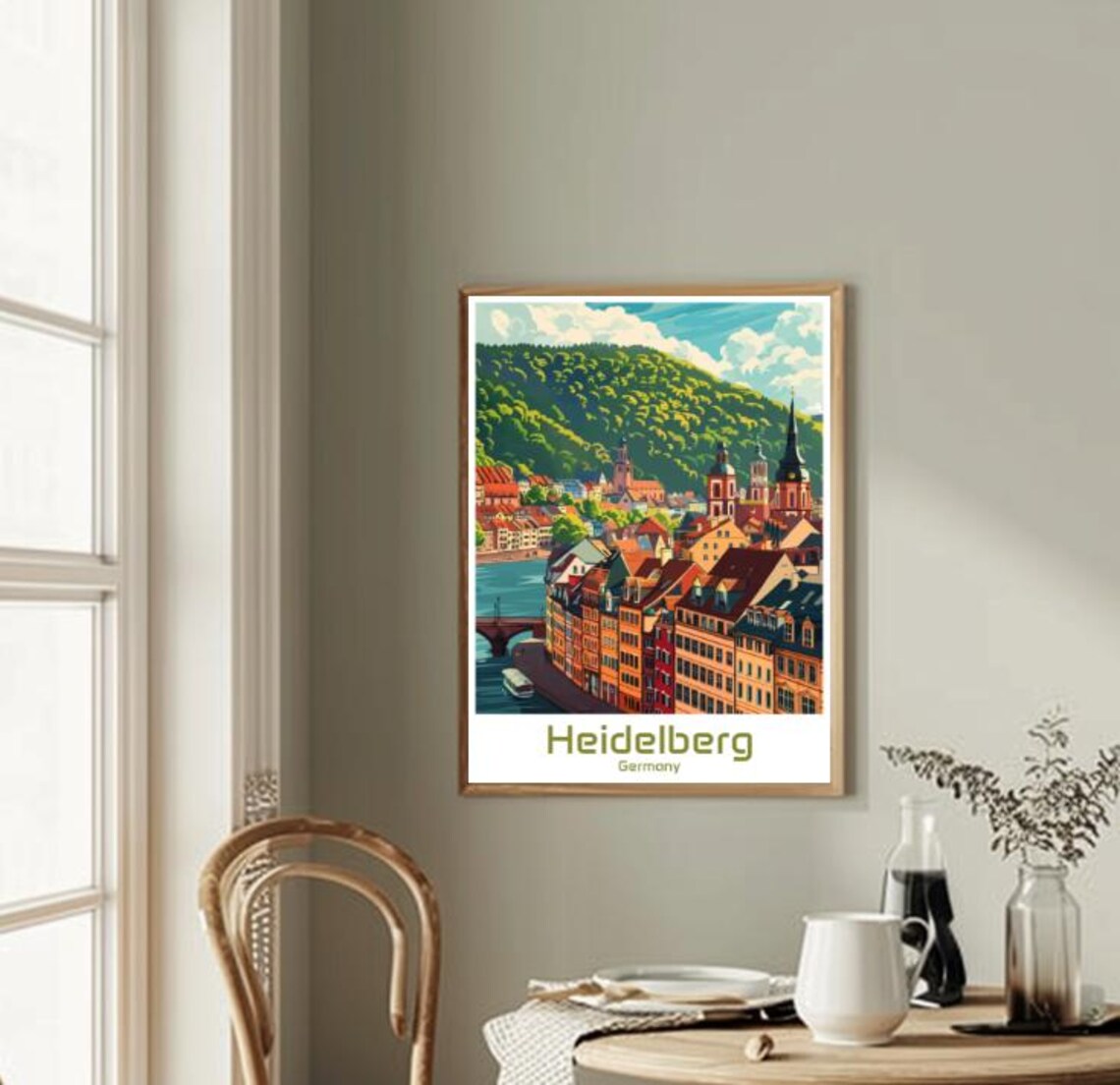 Heidelberg Germany Old Bridge River City Illustration Travel Poster - Image 2
