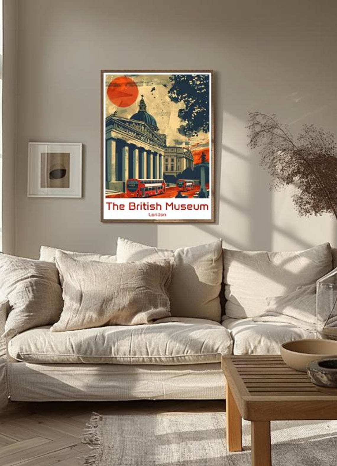 The British Museum Red Double Decker Buses Sunset London Poster - Image 3