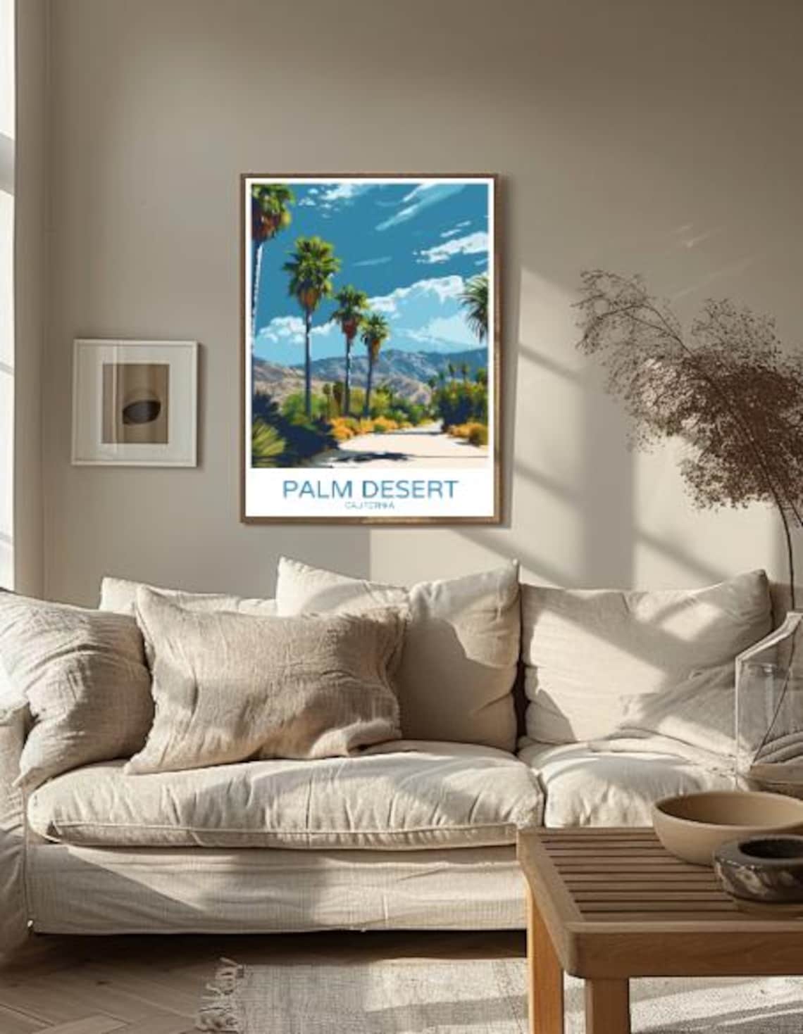 Palm Desert California Travel Poster Palm Trees Mountain Road Art - Image 2