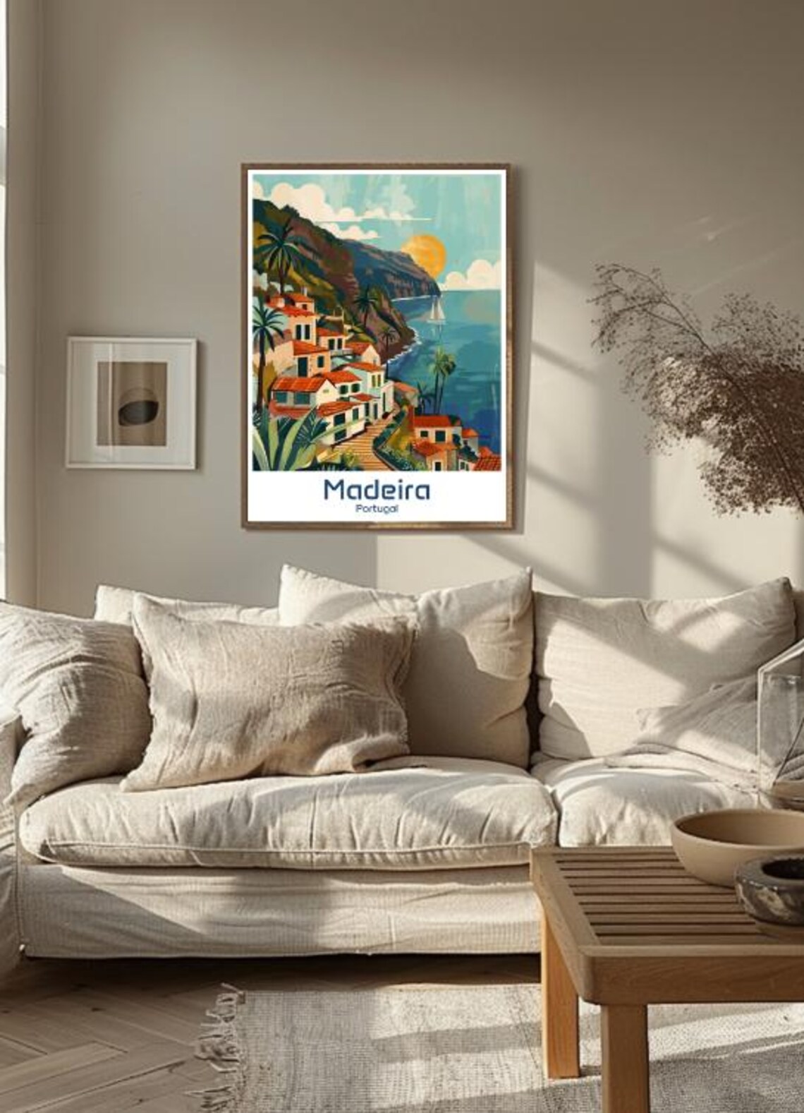 Madeira Portugal Coastal Village Sunset Sailboat Island Travel Poster - Image 3