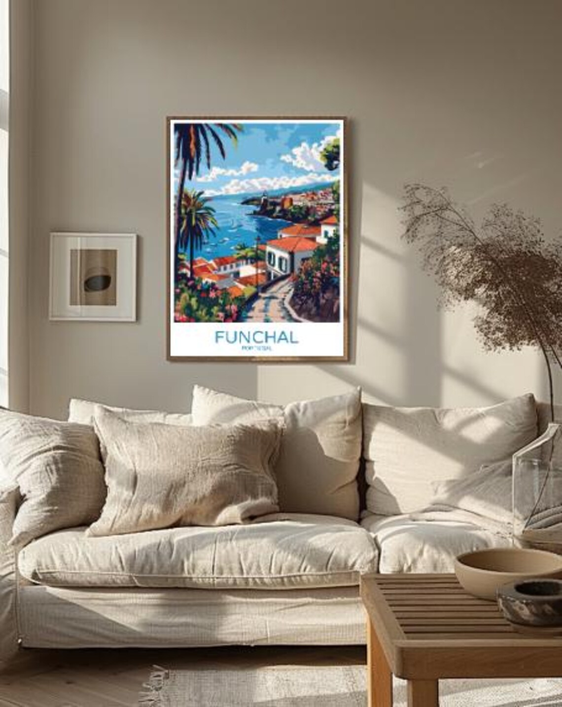 Funchal Portugal Seaside Town With Red Roofs And Harbor Travel Poster - Image 2