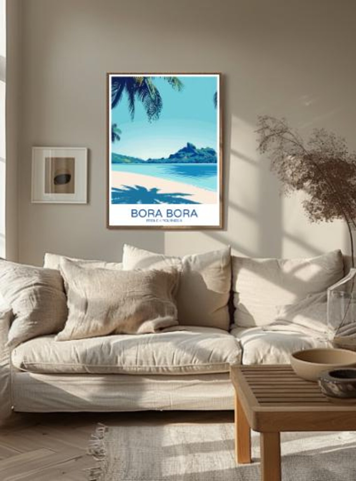 Bora Bora French Polynesia Tropical Beach Vintage Travel Art Poster - Image 2