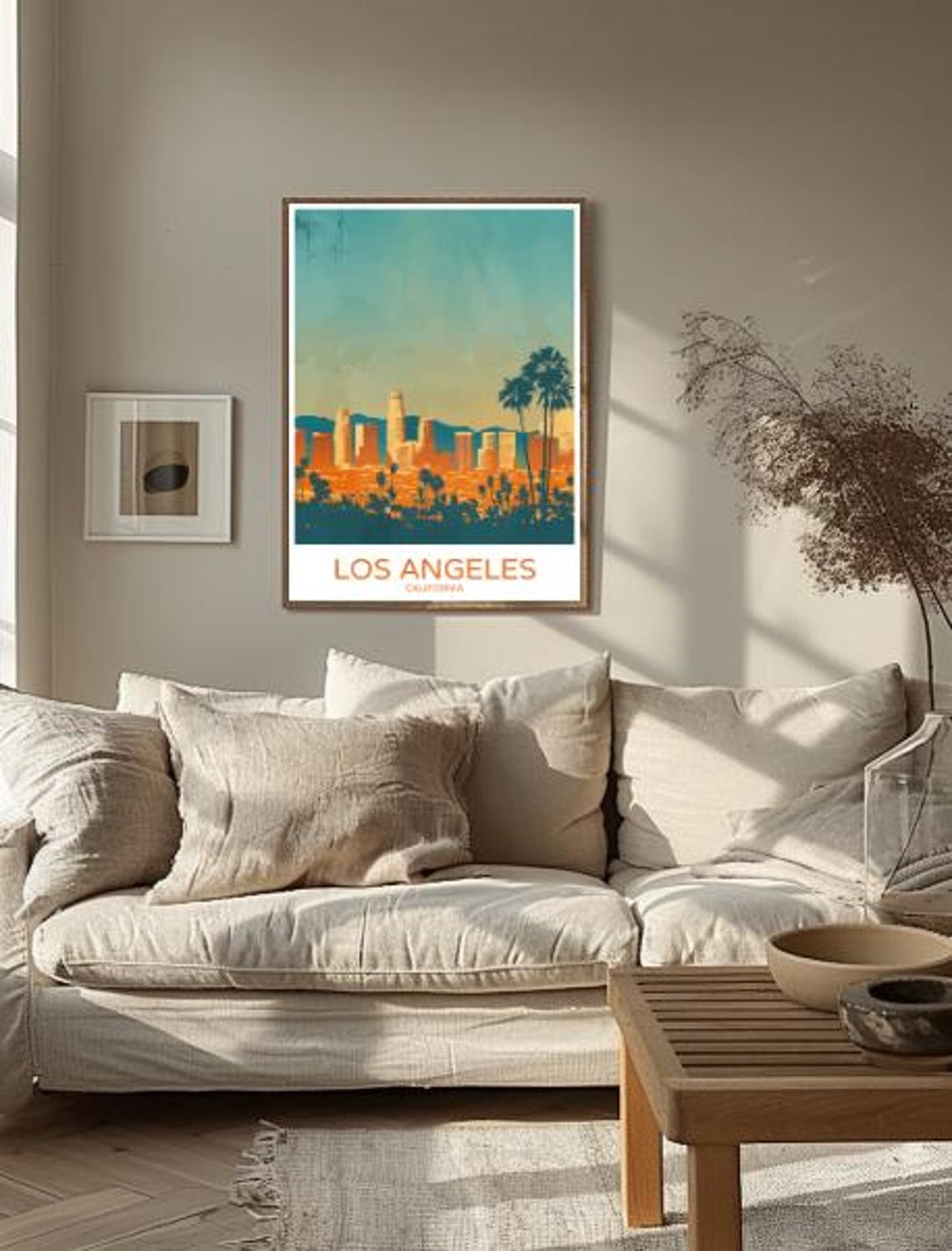 Los Angeles California Skyline Travel Poster With Palm Sunset Glow - Image 2