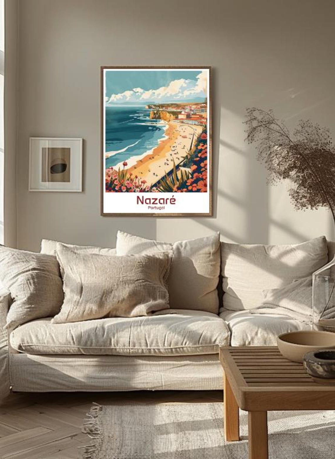 Nazare Portugal Cliffside Beach Illustration Surf Town Poster - Image 3