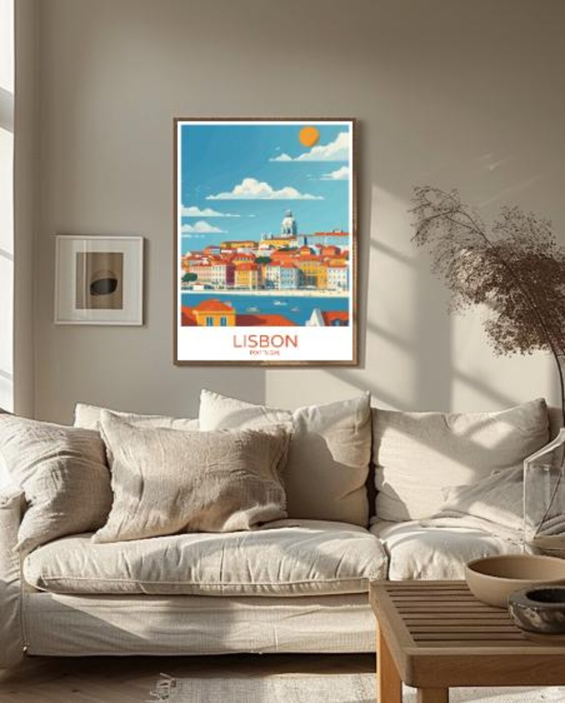 Lisbon Portugal Travel Poster Cityscape River Scene Art Decor - Image 2