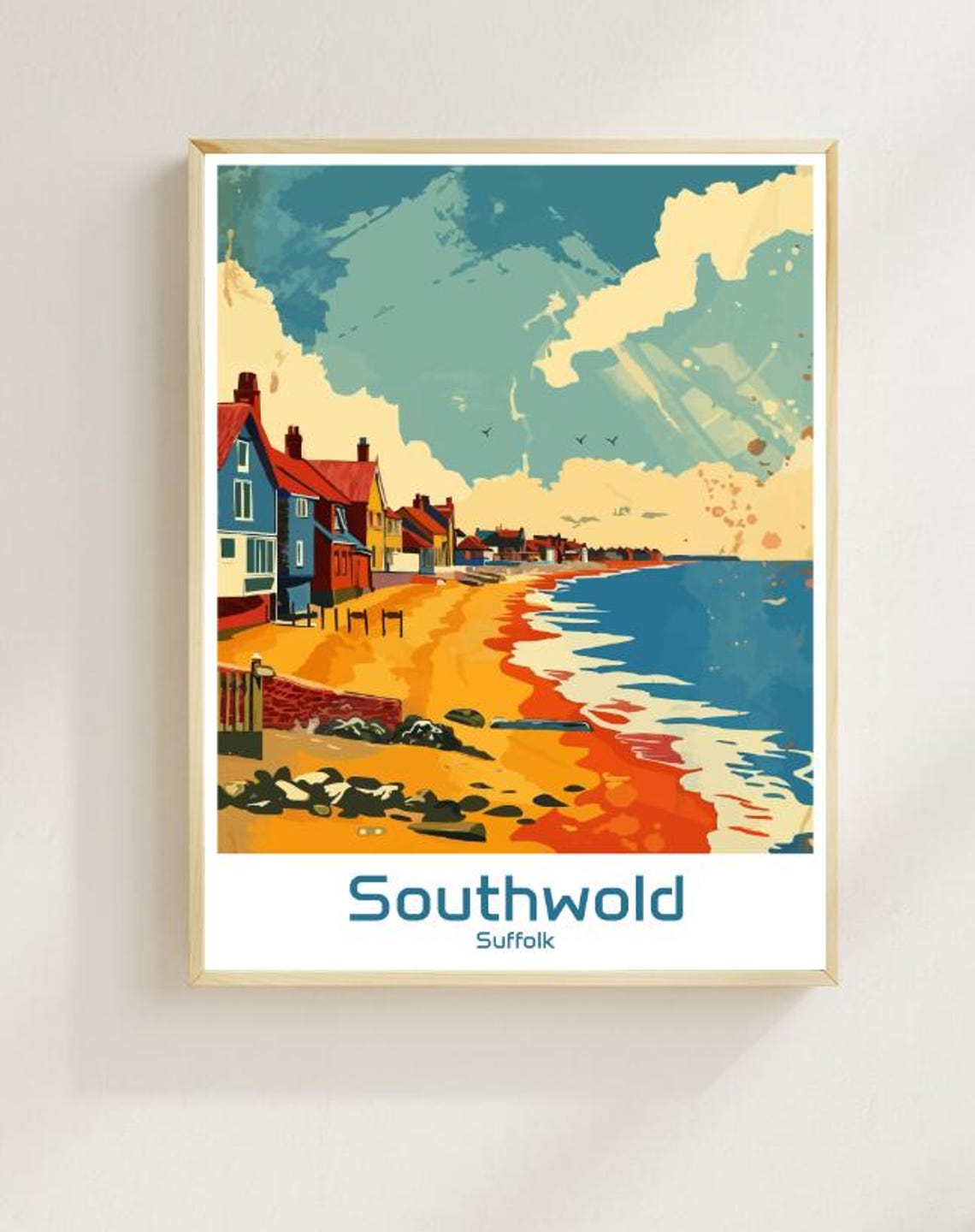 Southwold Suffolk English Seaside Town Vintage Beach Travel Poster
