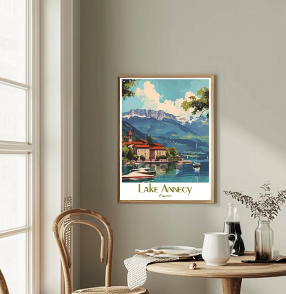 Lake Annecy France Alpine Lakeside Village Vintage Travel Poster - Image 2