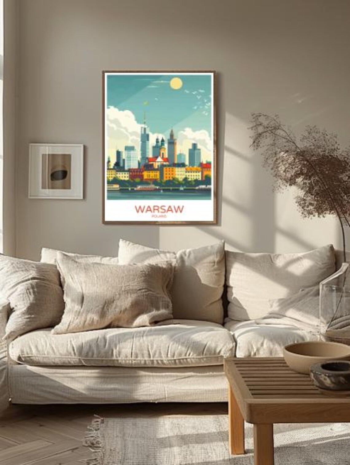 Warsaw Poland Skyline River Modern Graphic City Travel Poster - Image 2